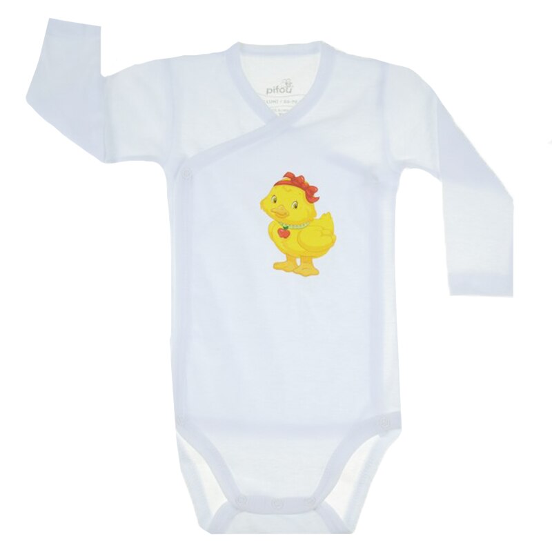 Body cu maneca lunga pentru bebelusi Pifou Model 10 ML10AB, Alb, 66-70 cm