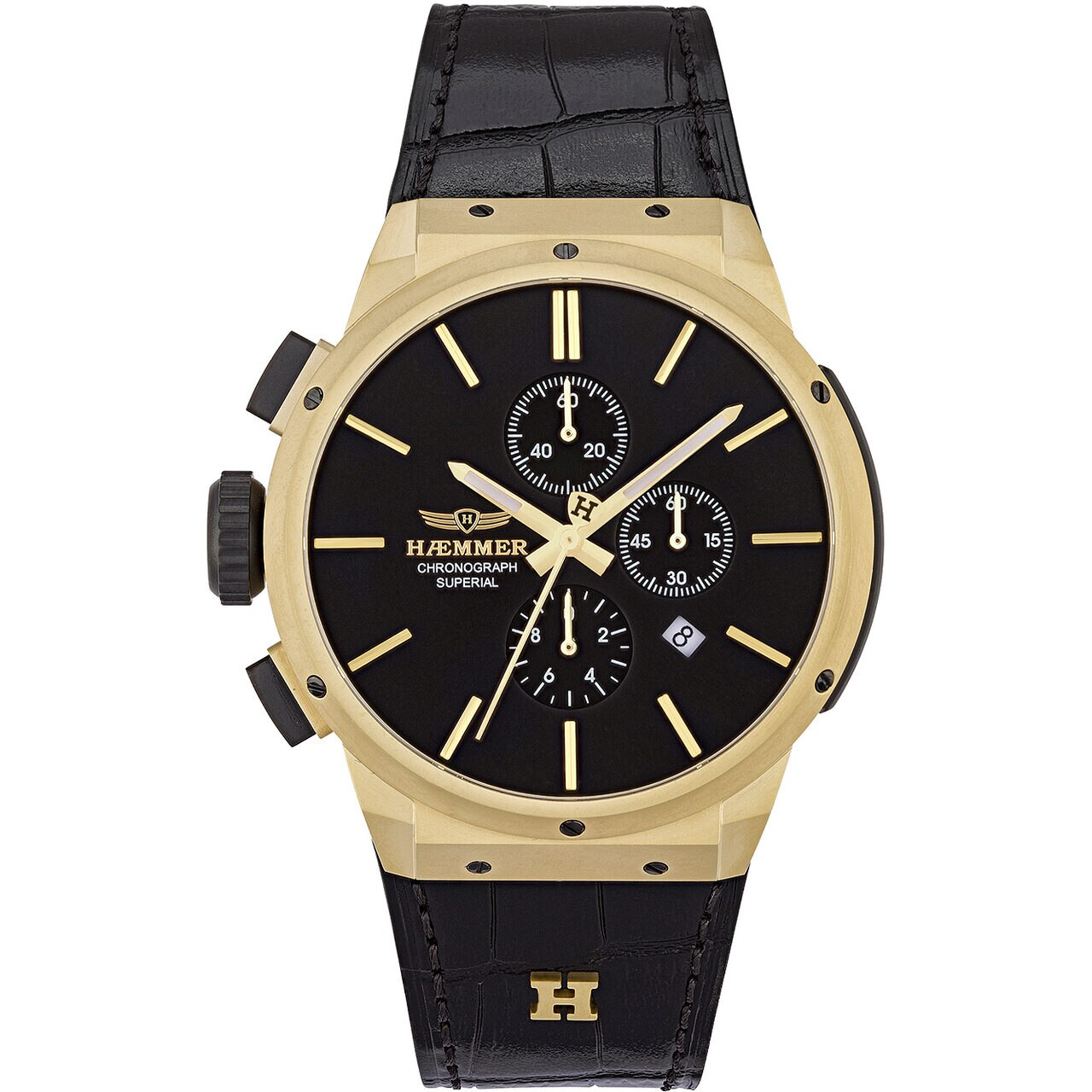 Ceas barbatesc Haemmer HSG-4803, Quartz, 48mm, 10ATM, Auriu