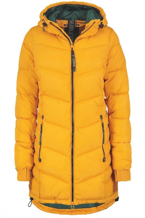 Sublevel kabát női, sportos, steppelt, dark yellow, XXL
