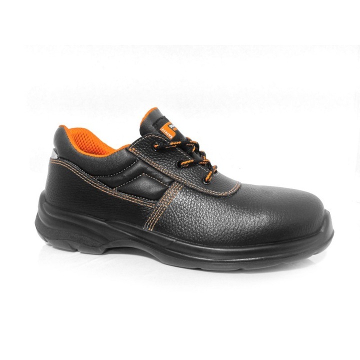 Pantofi de protectie S3, Panda Manta, cu bombeu compozit, talpa antiderapanta si lamela antiperforare, negru/portocaliu - 45