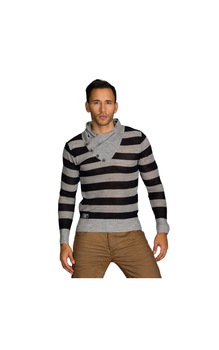Pulover subttire in dungi, Negru/Gri, L Pulover subttire in dungi, Negru/Gri, L