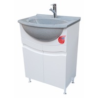 mobilier baie mdf vopsit alb cu 2 usi polita  manere frezatelavoar 60 cm granixit gri 251 imagen 26_0_
0