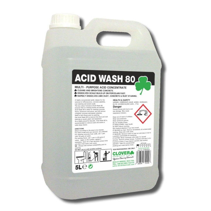 Detartrant acid puternic concentrat, Clover, Acid Wash 80, bid 5L