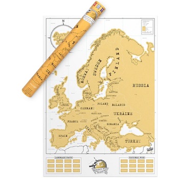 Harta razuibila Scratch Map Europe aurie Harta razuibila Scratch Map Europe aurie