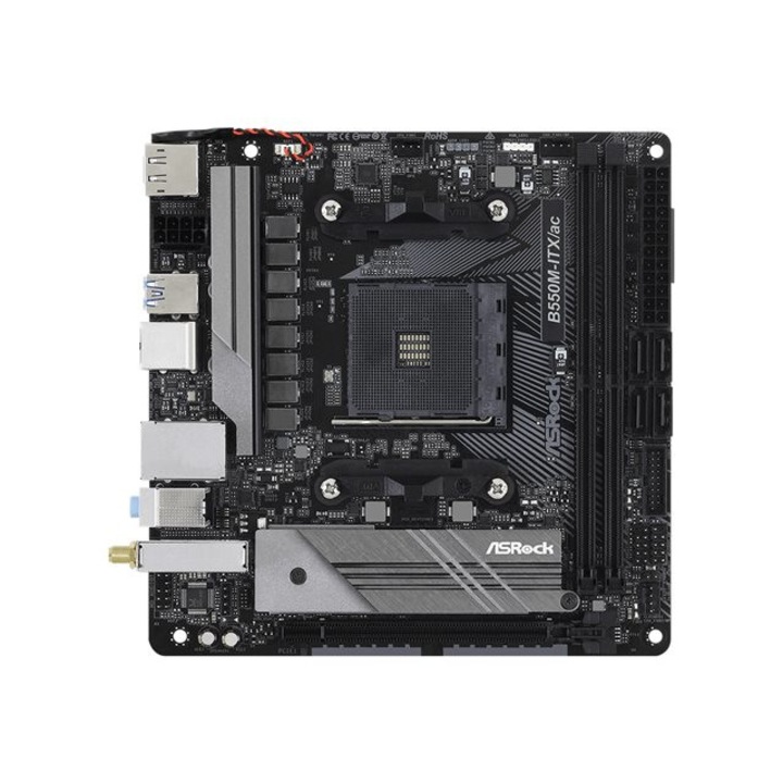 Дънна платка ASRock B550M-ITX/ac - Motherboard - mini ITX - Socket AM4 - AMD B550 Chipset - USB-C Gen1, USB 3.2 Gen 1 - Bluetooth, Gigabit LAN, Wi-Fi - onboard graphics (CPU required) - HD Audio (8-channel) B550M-ITX/AC EoL