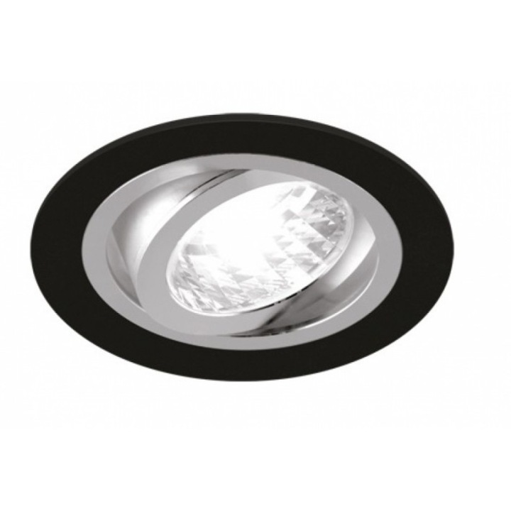 Strühm Alum kör alakú spot keret matt fekete/króm, GU10-es foglalattal