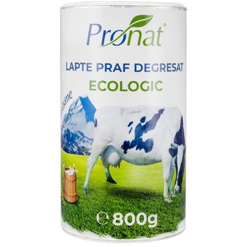 Lapte praf degresat, 1% grasime, bio, Pronat, 800g Lapte praf degresat, 1% grasime, bio, Pronat, 800g