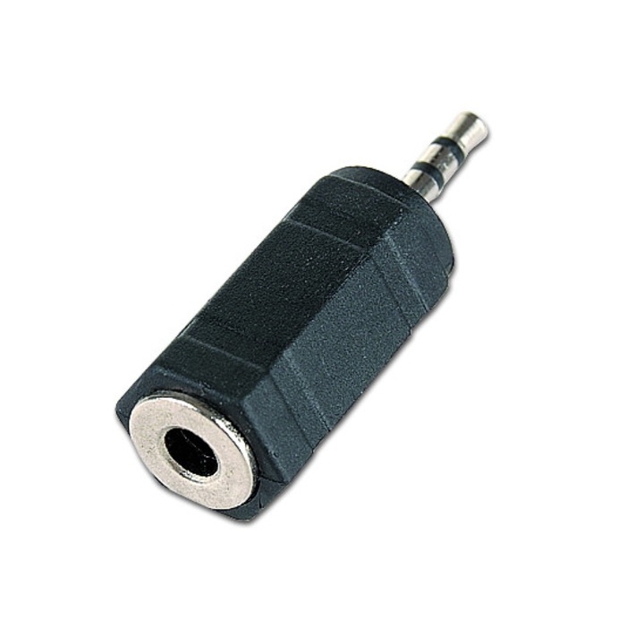 Digital One SP01310 adapter, 2,5 mm-es sztereó csatlakozó dugaszból 3,5 mm-es sztereó csatlakozóba, 2,5 mm-M/3,5 mm-F adapter