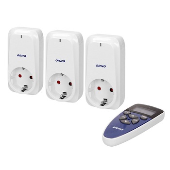 Prize wireless ORNO OR-GB-434(GS), 230V, set 3 bucati, 1150W, schuko, IP20, telecomanda cu functie ceas si temporizator, alb Prize wireless ORNO OR-GB-434(GS), 230V, set 3 bucati, 1150W, schuko, IP20, telecomanda cu functie ceas si temporizator, alb