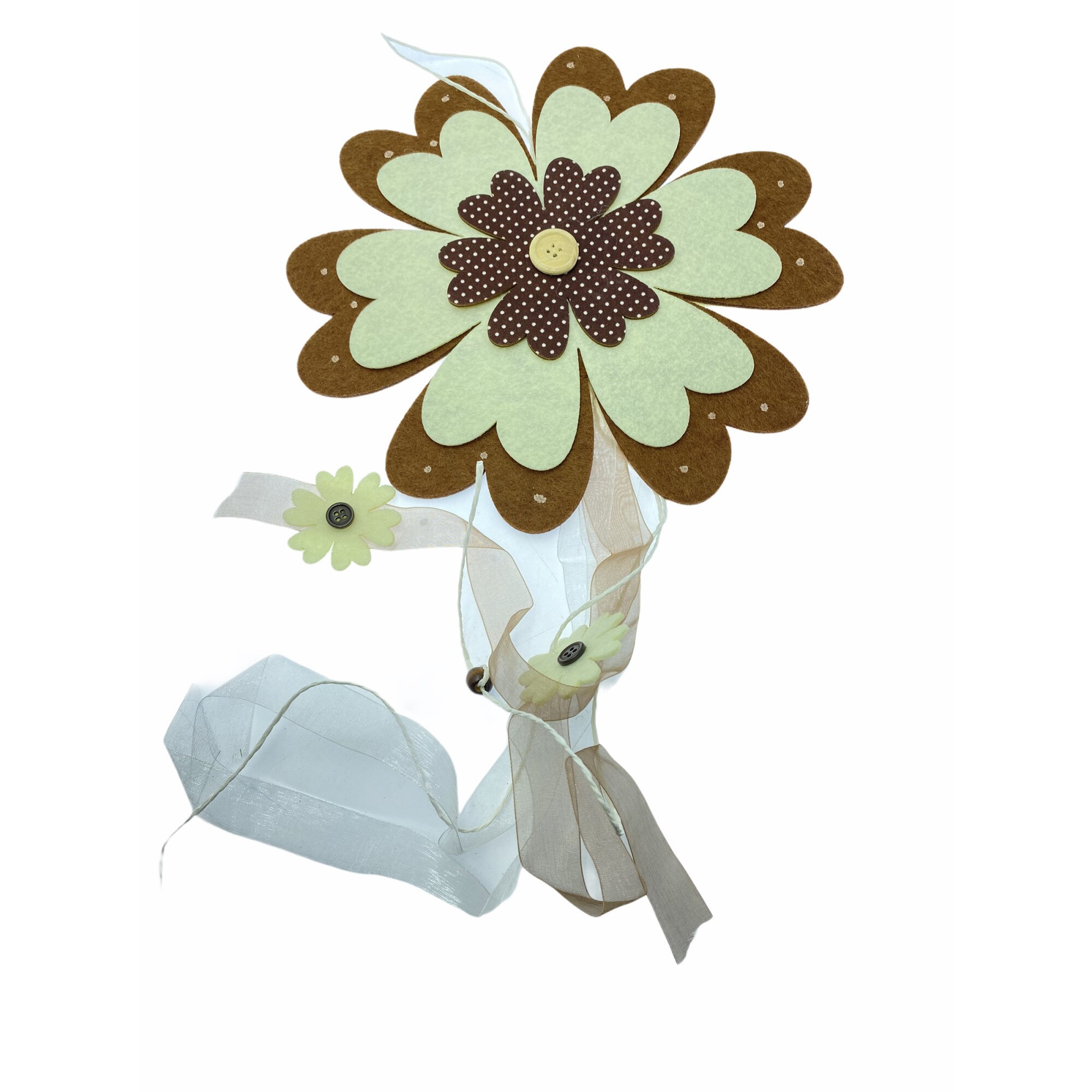 Floare decorativa Atelier, Textil, Maro, 22cm