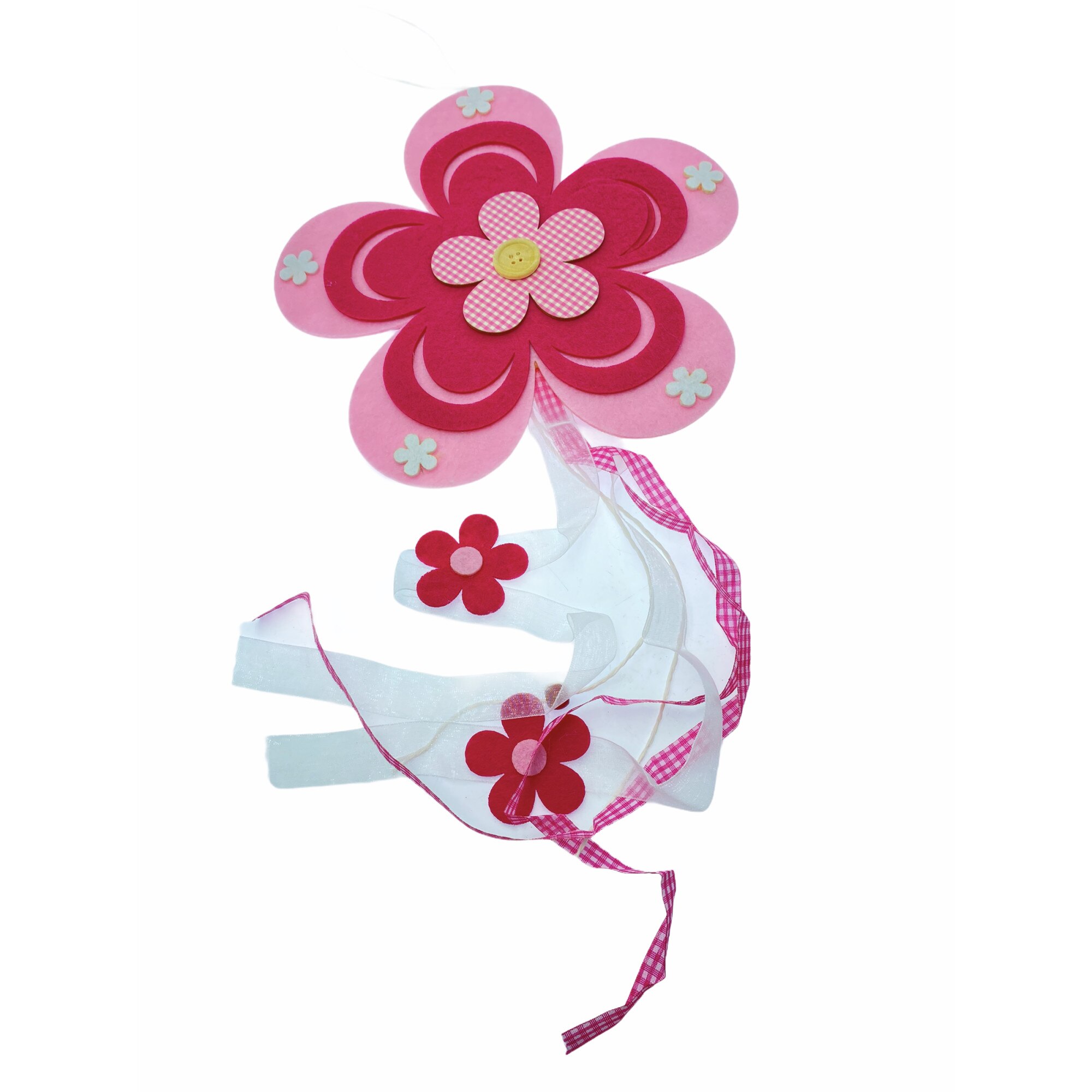 Floare decorativa Atelier, Textil, Roz, 22cm