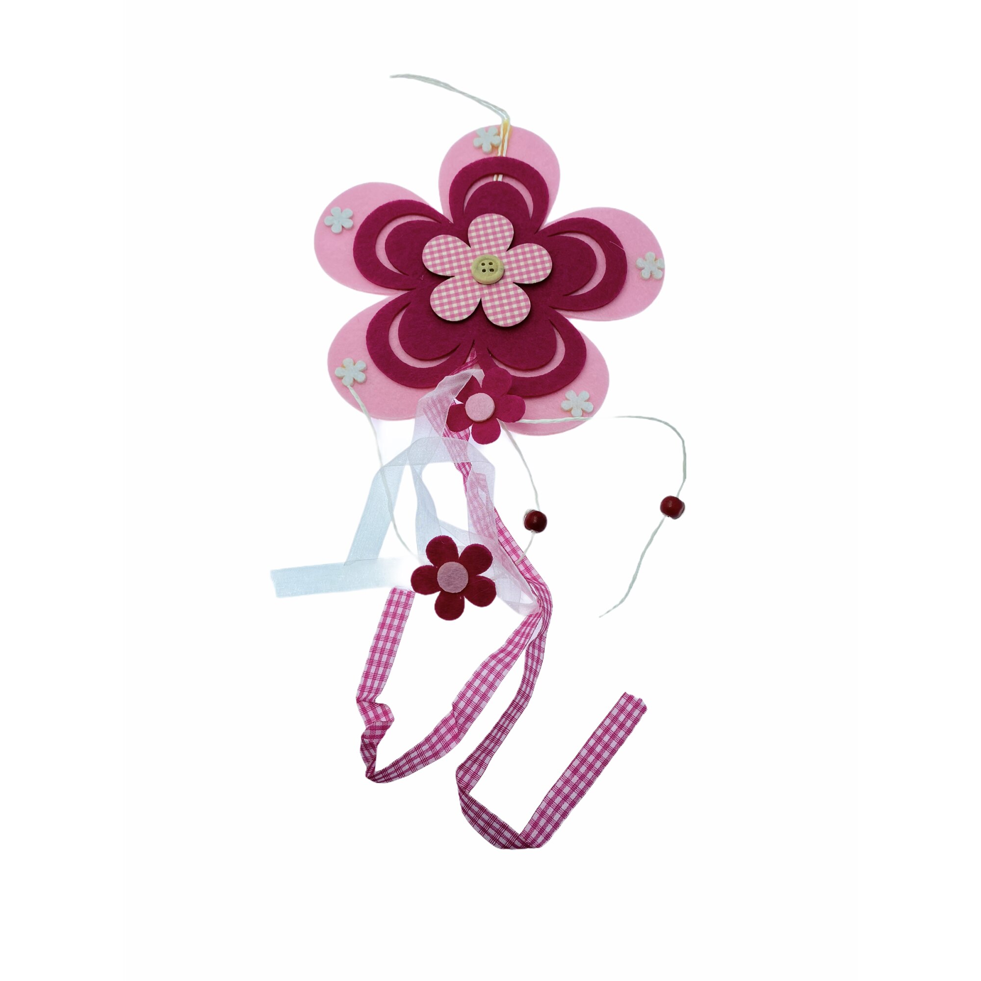 Floare decorativa Atelier, Textil, Roz, 16cm