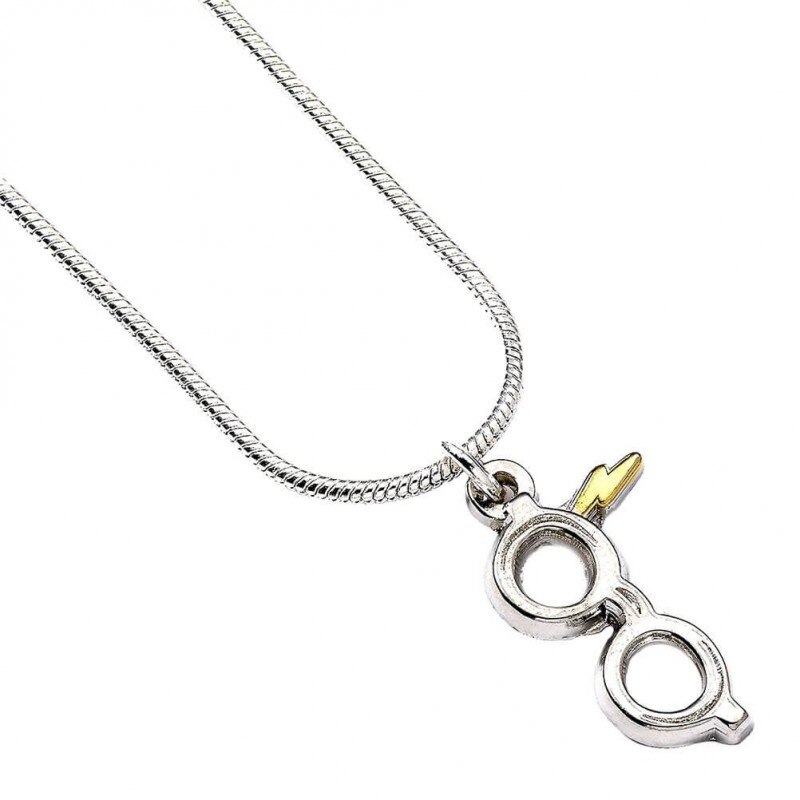 Lantisor Cu Pandantiv Harry Potter - Ochelari Cu Fulger , Placat Cu Argint, Argintiu