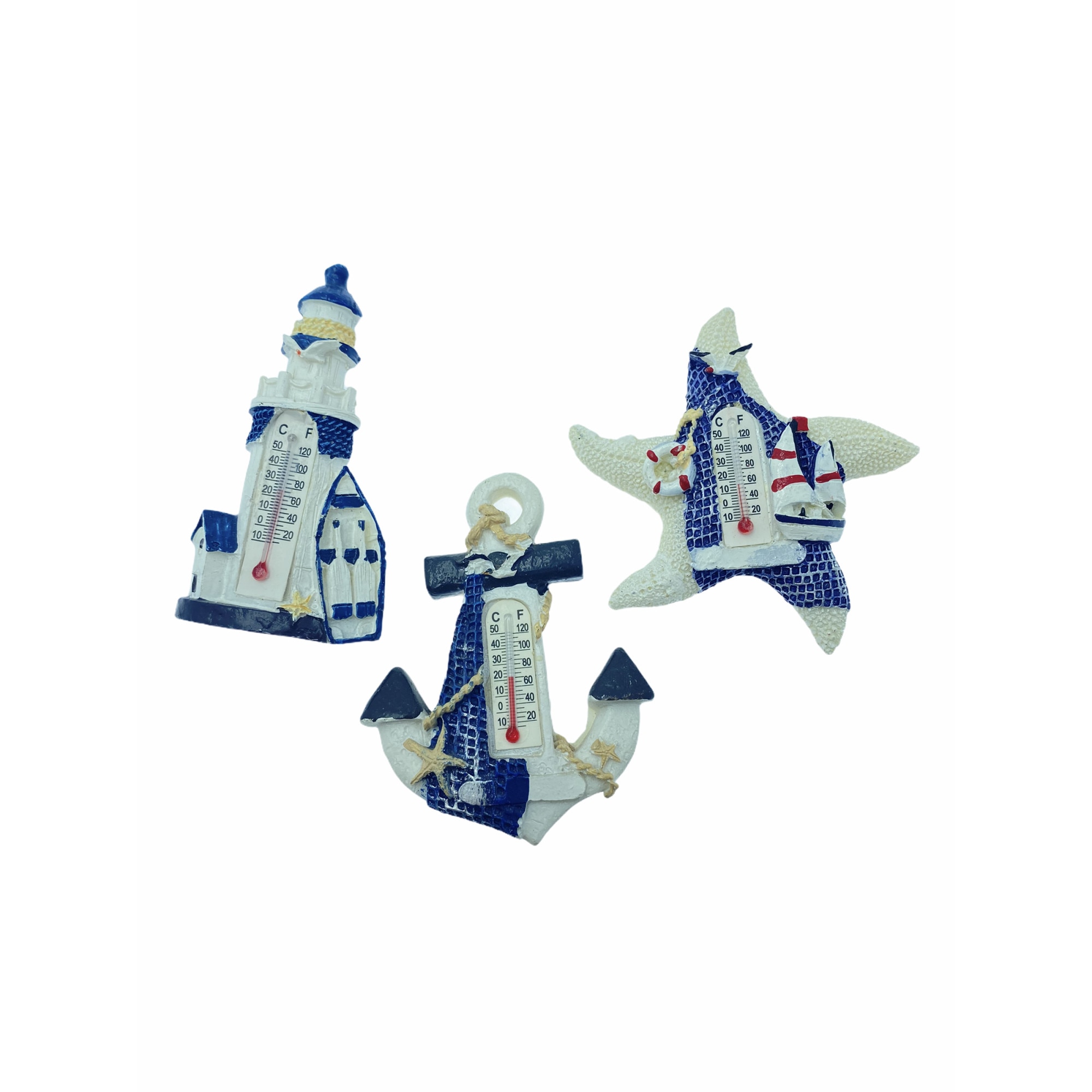 Set 3 magneti decorativi termometru, Atelier, Far maritim/Stea de mare/Ancora