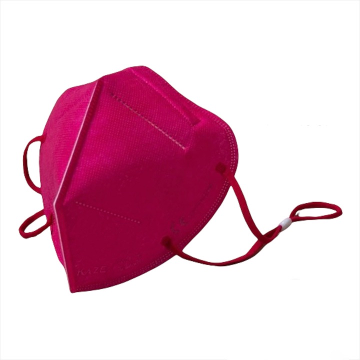 Masca colorata de protectie KAZE FFP2, KN95, 5 straturi, BFE>99.9%, Certificat CNAS - roz inchis - Fuchsia