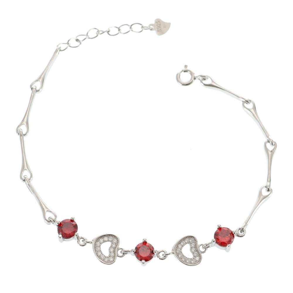 Bratara Argint Red Heart 16-18 cm