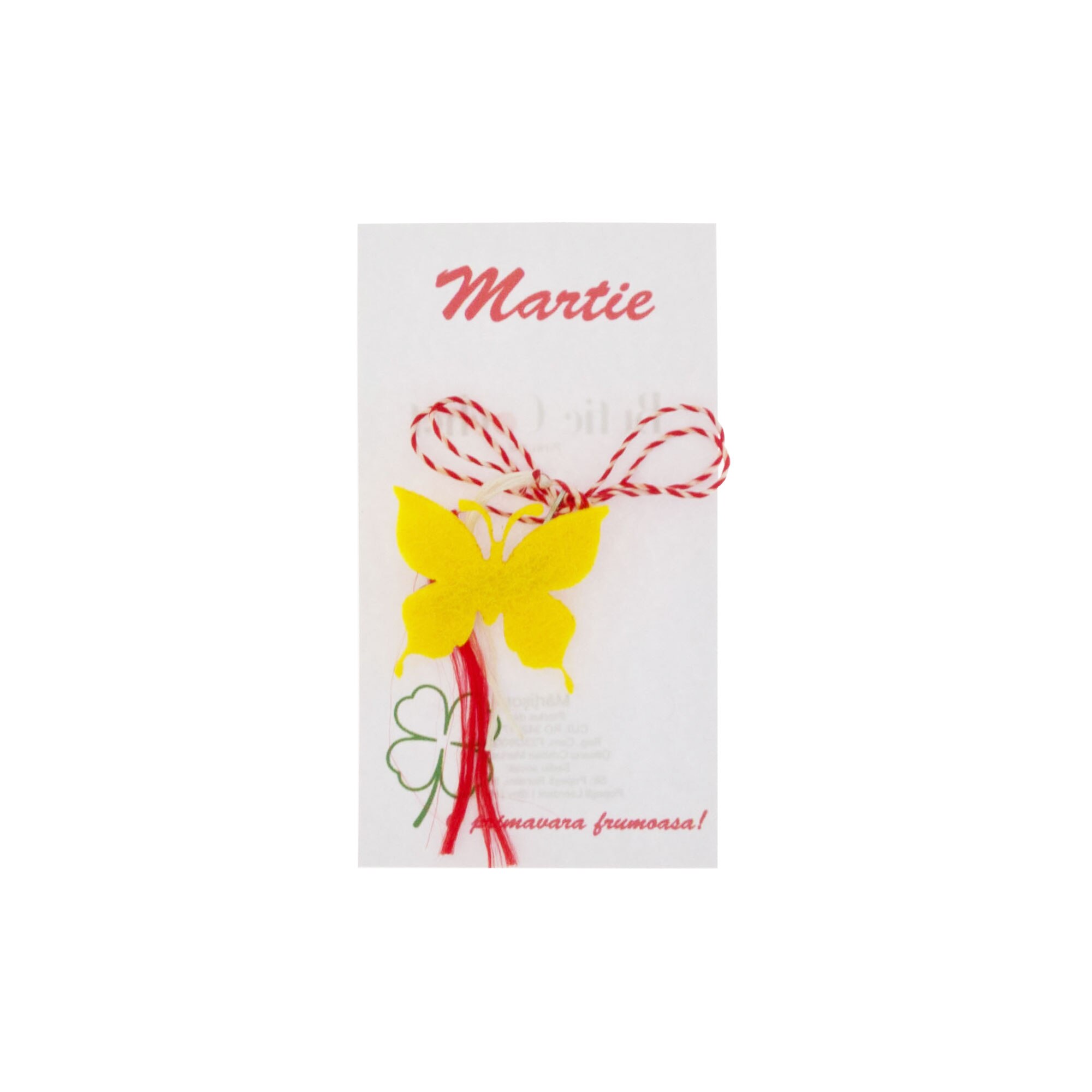 Martisor Brosa, Buticcochet, fluturas galben, din fetru - MR492