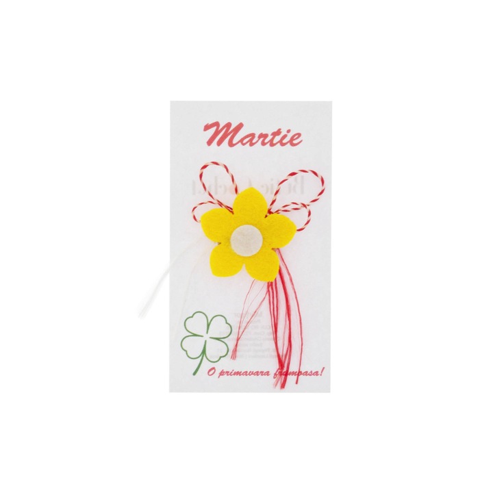 Martisor Brosa, Buticcochet, Narcisa, din fetru, Galben cu alb - MR495