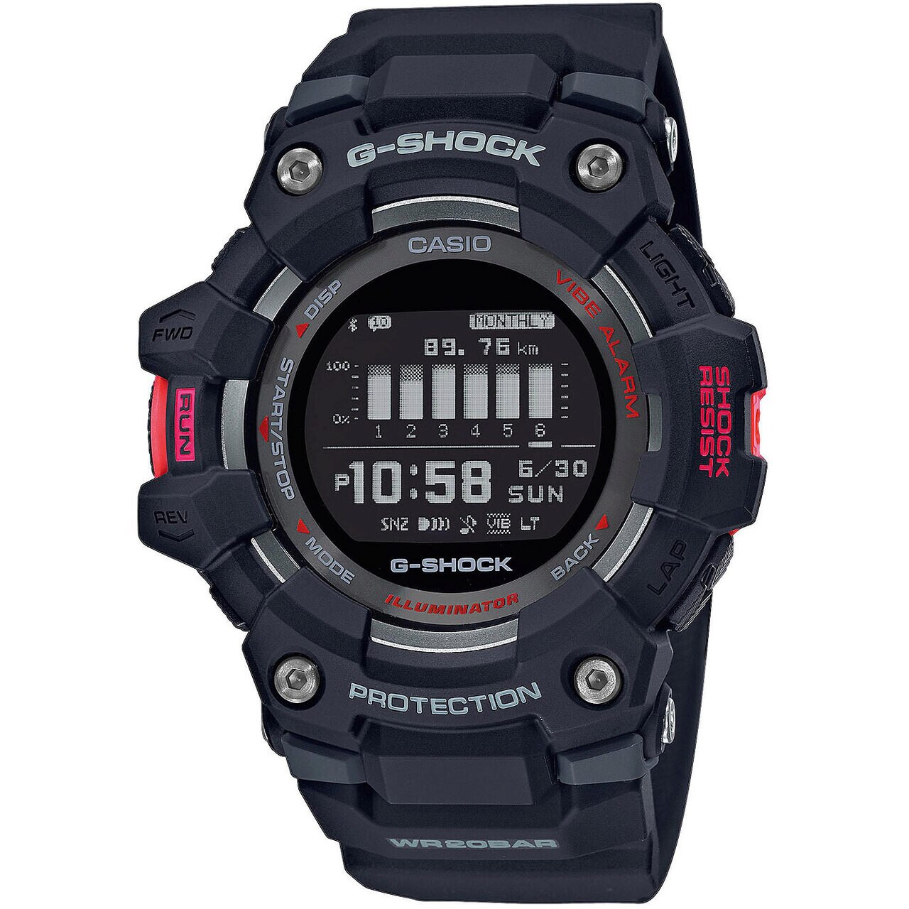 Ceas barbatesc Casio GBD-100-1ER, Quartz, 49mm, 20ATM, Negru