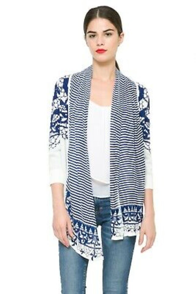 Cardigan Desiual 61J2LA6, Alb/Bleumarin, 34