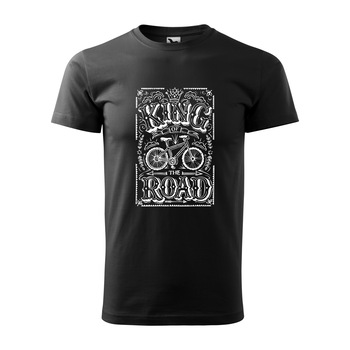 Tricou negru barbati, idee de cadou, pentru biciclisti, King of the Road, marime 2XL Tricou negru barbati, idee de cadou, pentru biciclisti, King of the Road, marime 2XL
