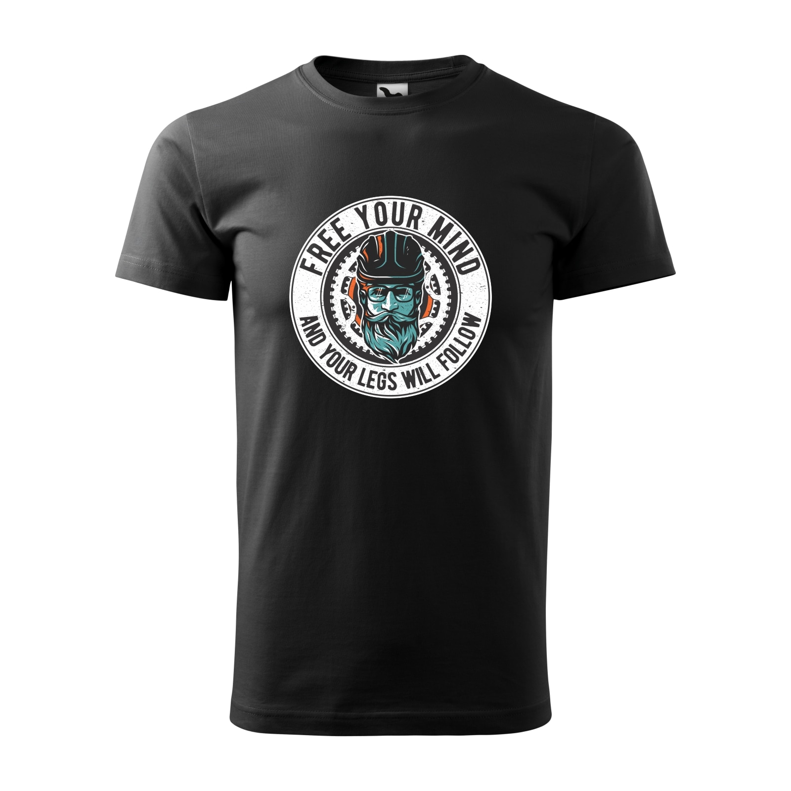 Tricou negru barbati, idee de cadou, pentru biciclisti, Free You Mind and The Legs Will Follow, marime 2XL