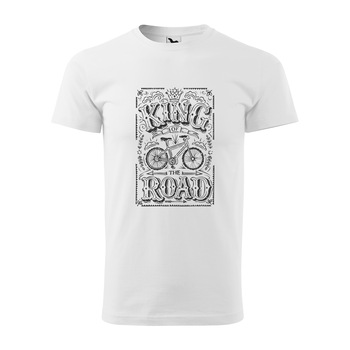 Tricou alb barbati, idee de cadou, pentru biciclisti, King of the Road, marime XS Tricou alb barbati, idee de cadou, pentru biciclisti, King of the Road, marime XS