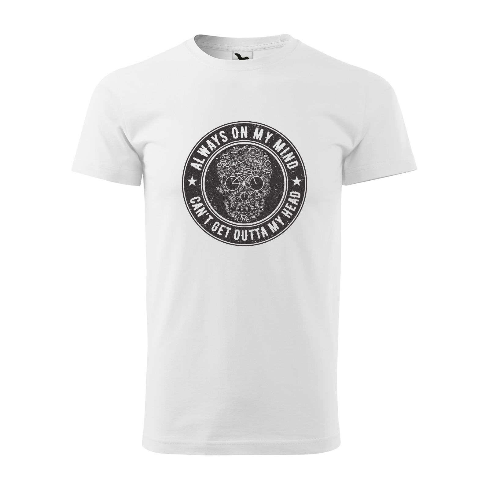 Tricou alb barbati, idee de cadou, pentru biciclisti, Always on my Mind, marime 2XL