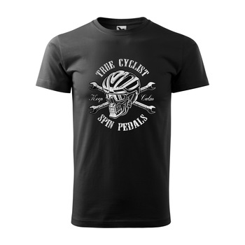 Tricou negru barbati, idee de cadou, pentru biciclisti, True Cyclist Spin Pedals, marime S
