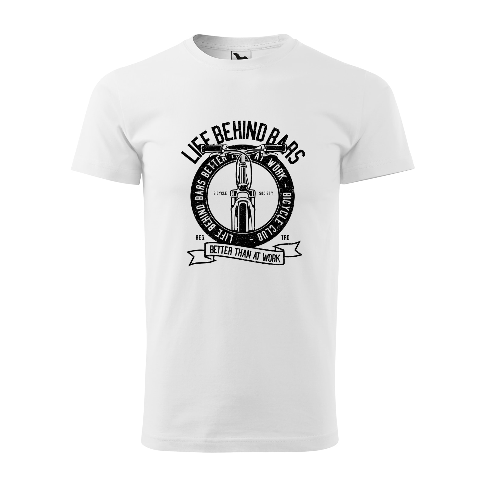 Tricou alb barbati, idee de cadou, pentru biciclisti, Life Behind Bars, marime 2XL
