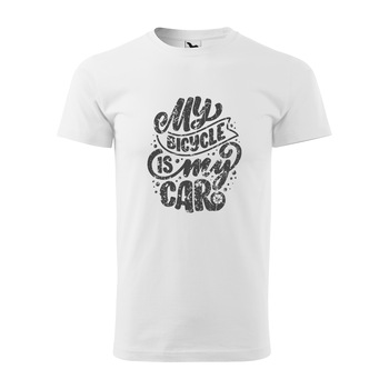 Tricou alb barbati, idee de cadou, pentru biciclisti, My Bicycle is My Car, marime 2XL Tricou alb barbati, idee de cadou, pentru biciclisti, My Bicycle is My Car, marime 2XL
