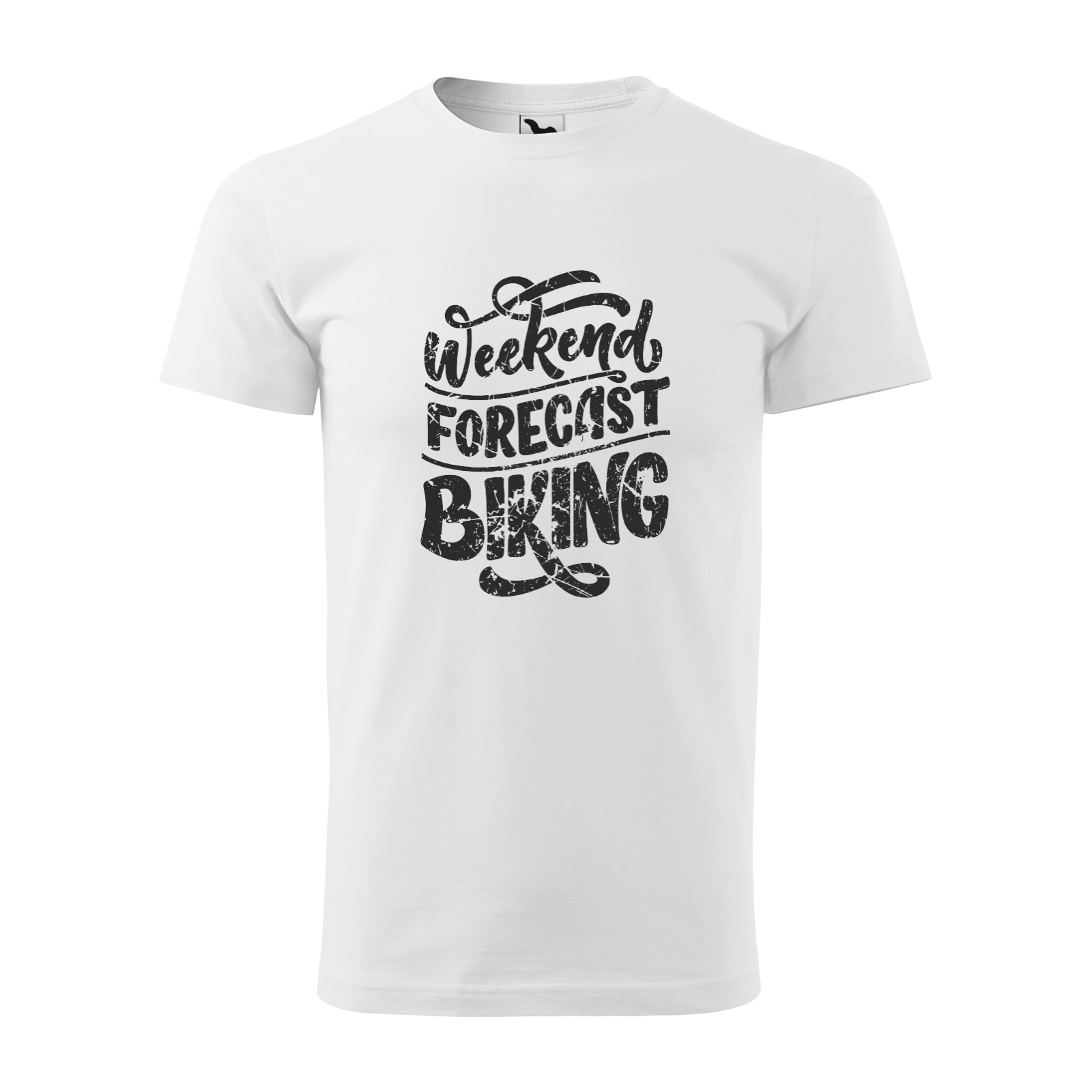 Tricou alb barbati, idee de cadou, pentru biciclisti, Weekend Forecast Biking, marime 2XL