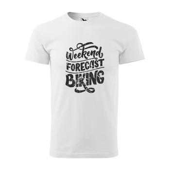 Tricou alb barbati, idee de cadou, pentru biciclisti, Weekend Forecast Biking, marime XL