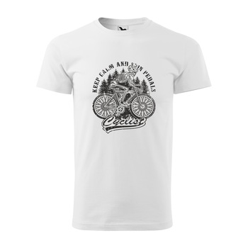Tricou alb barbati, idee de cadou, pentru biciclisti, Keep Calm and Spin Pedals, marime 2XL Tricou alb barbati, idee de cadou, pentru biciclisti, Keep Calm and Spin Pedals, marime 2XL