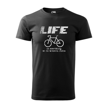 Tricou negru barbati, idee de cadou, pentru biciclisti, Life is Something we do Between the Rides, marime S Tricou negru barbati, idee de cadou, pentru biciclisti, Life is Something we do Between the Rides, marime S