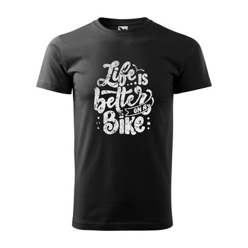 Tricou negru barbati, idee de cadou, pentru biciclisti, Life is Better on a Bicycle, marime XS