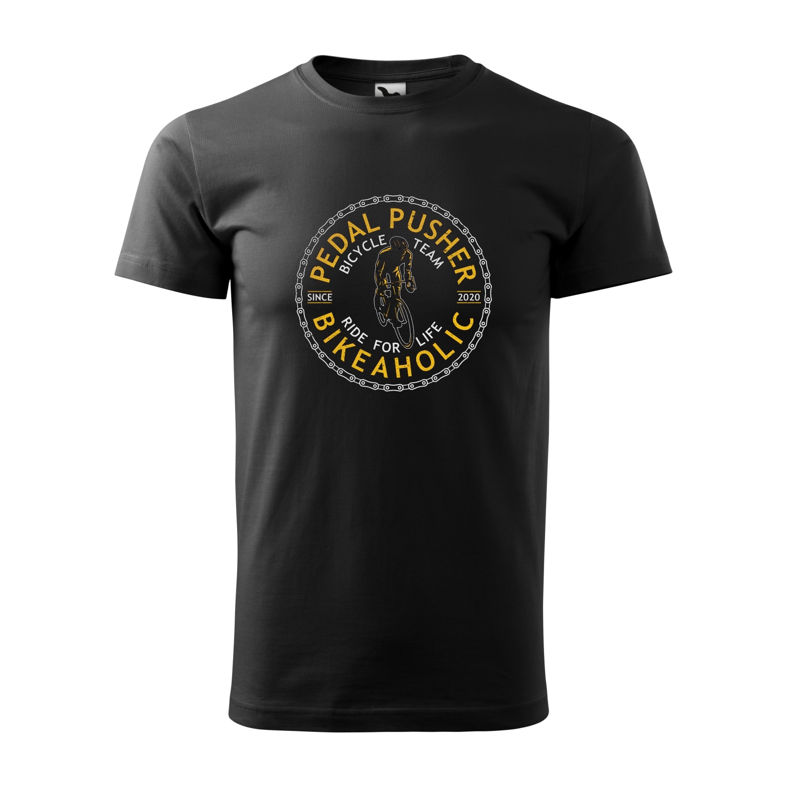 Tricou negru barbati, idee de cadou, pentru biciclisti, Pedal Pusher BikeAholic, marime 2XL