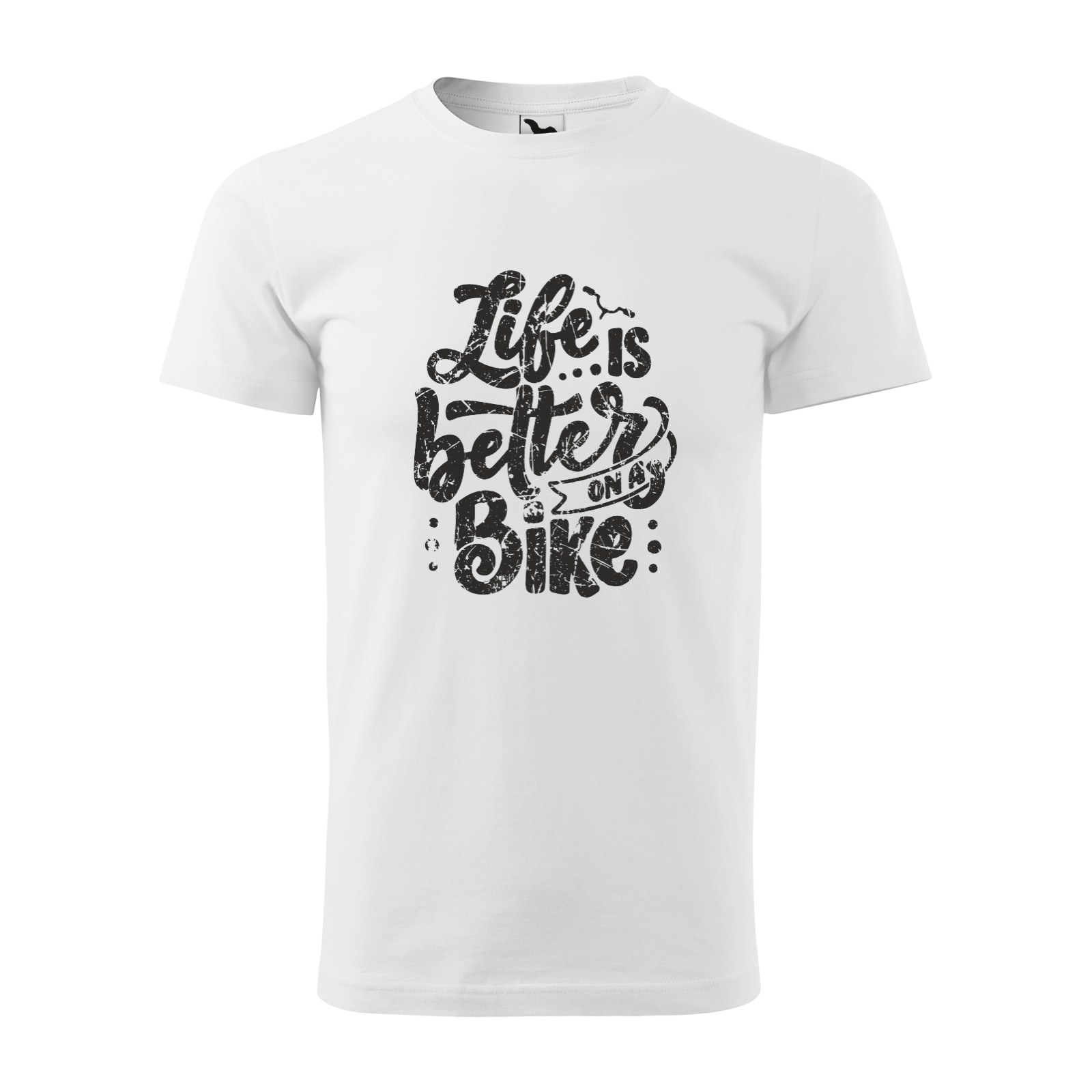 Tricou alb barbati, idee de cadou, pentru biciclisti, Life is Better on a Bicycle, marime L