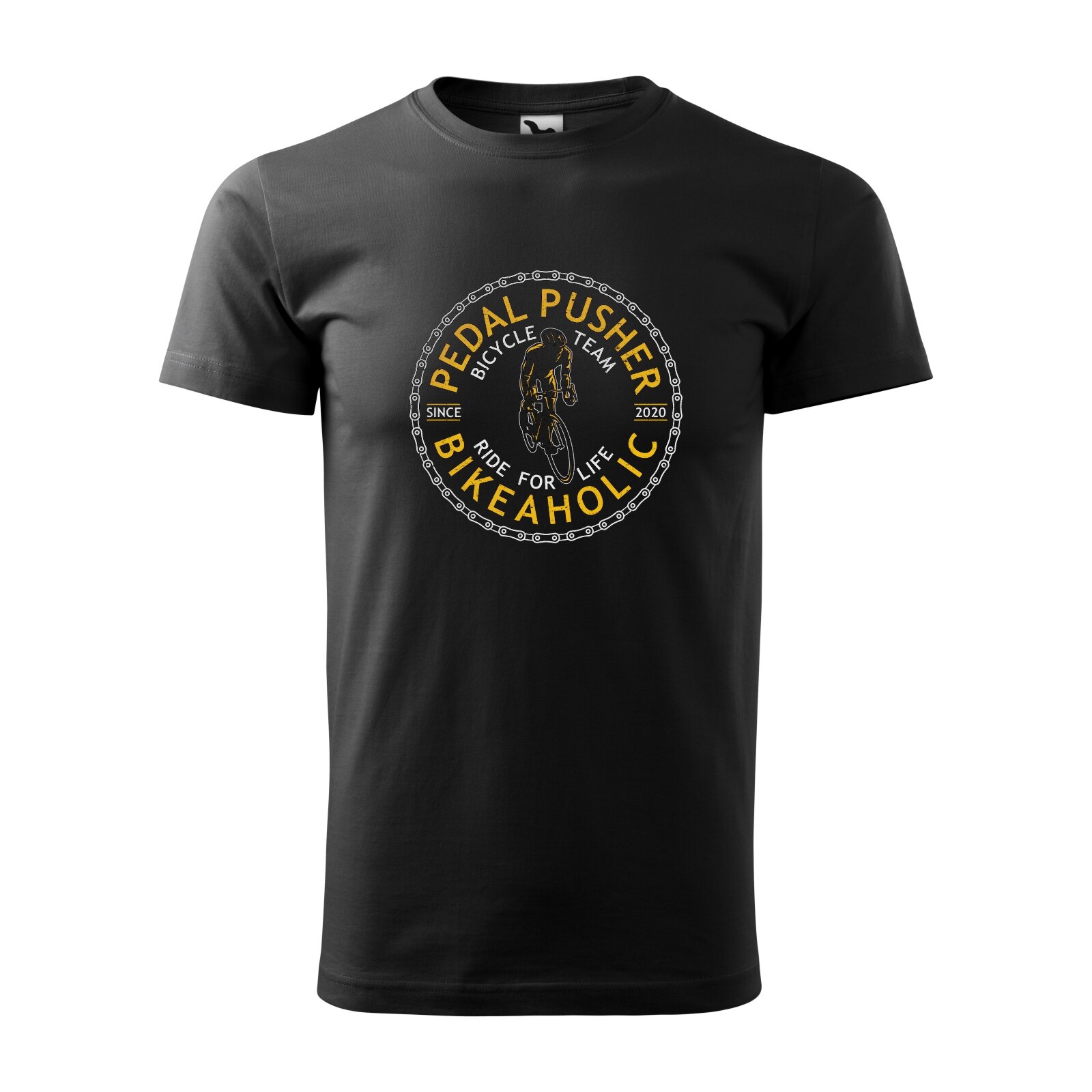 Tricou negru barbati, idee de cadou, pentru biciclisti, Pedal Pusher BikeAholic, marime S