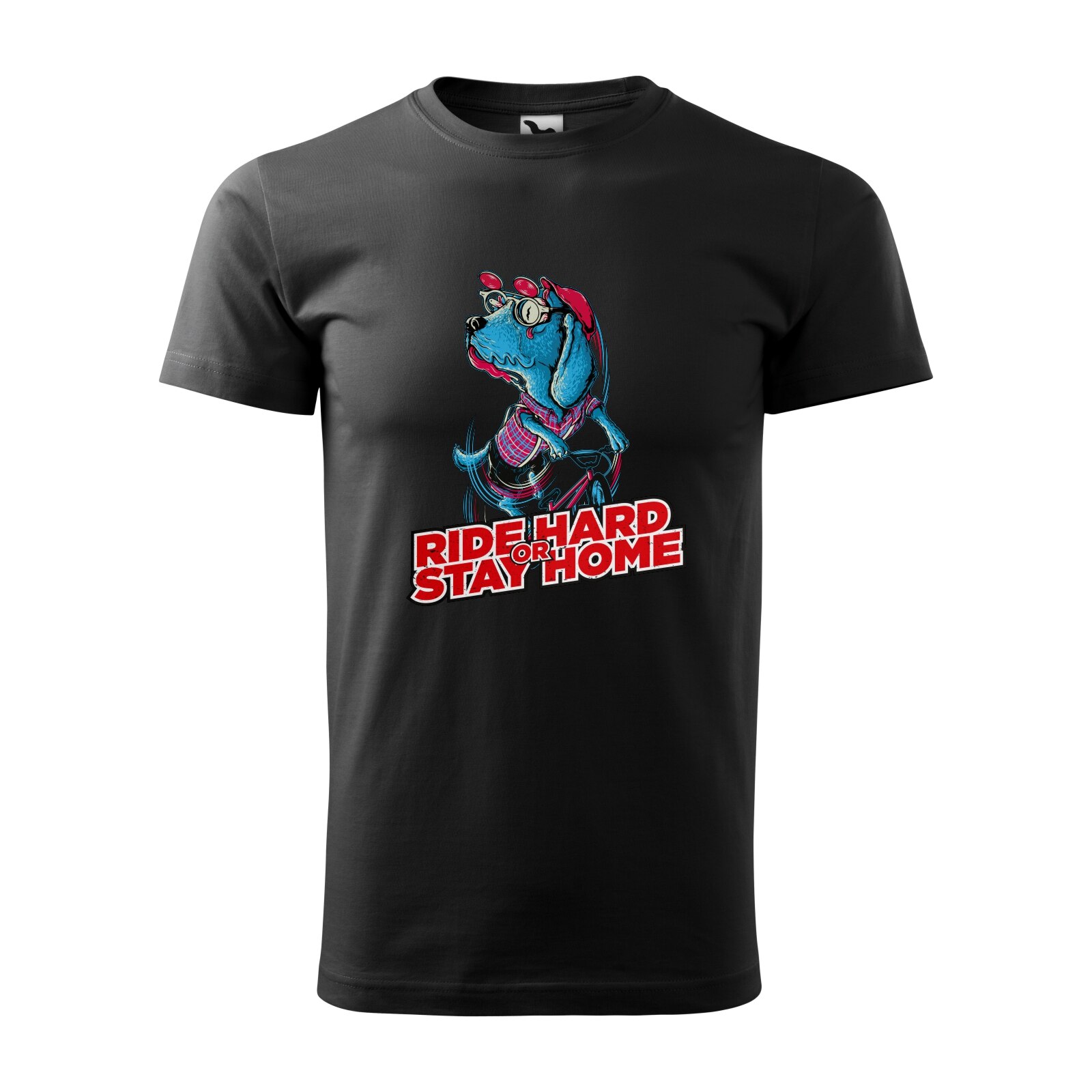 Tricou negru barbati, idee de cadou, pentru biciclisti, Ride Hard or Stay Home, marime 2XL