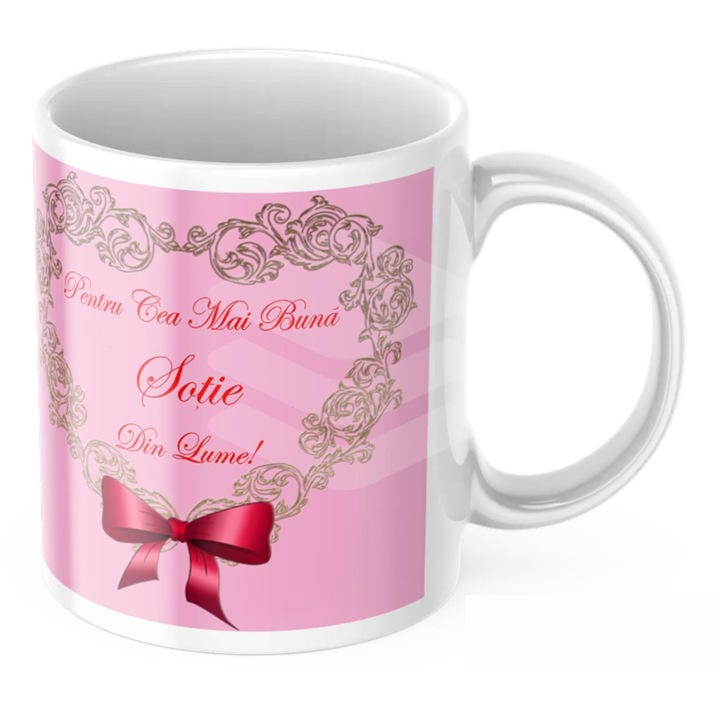 Cana personalizata cu fotografie si mesaj "Pentru cea mai buna sotie din lume!" 250 ml