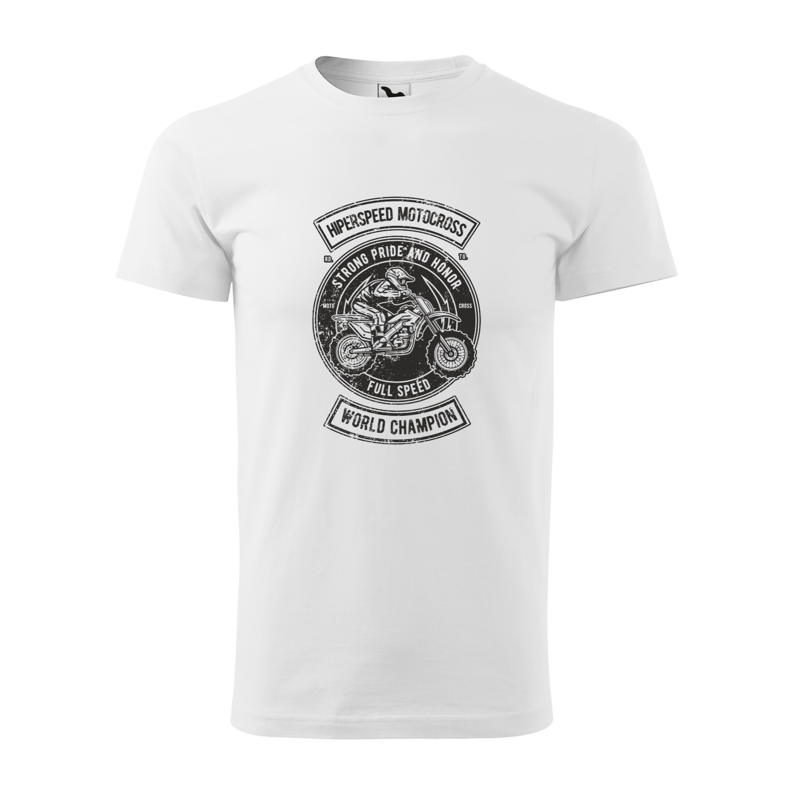 Tricou alb barbati, idee de cadou, pentru motociclisti enduro, Hiperspeed Motocross, marime S