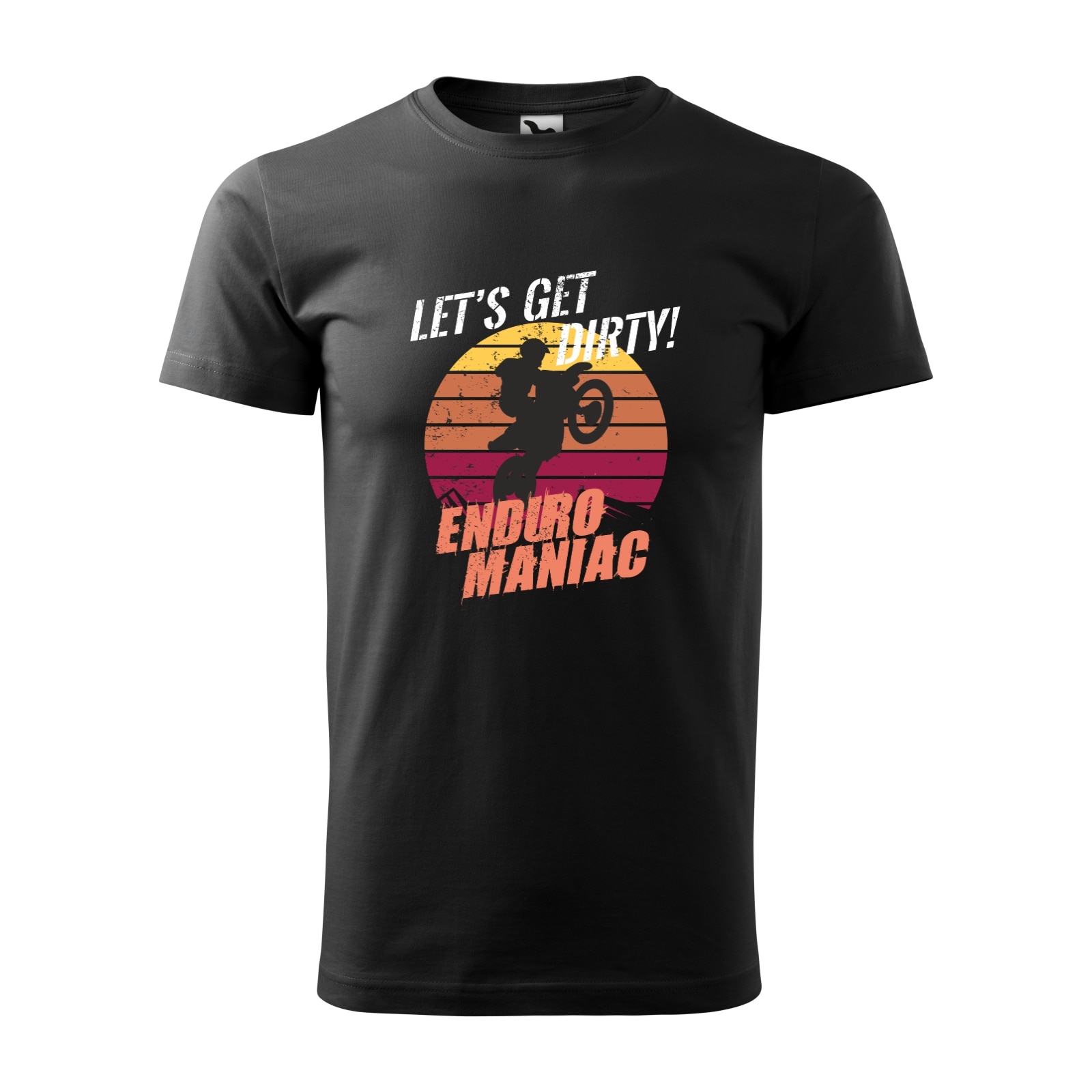 Tricou negru barbati, idee de cadou, pentru motociclisti enduro, Enduro Maniac Lets Get Dirty, marime S