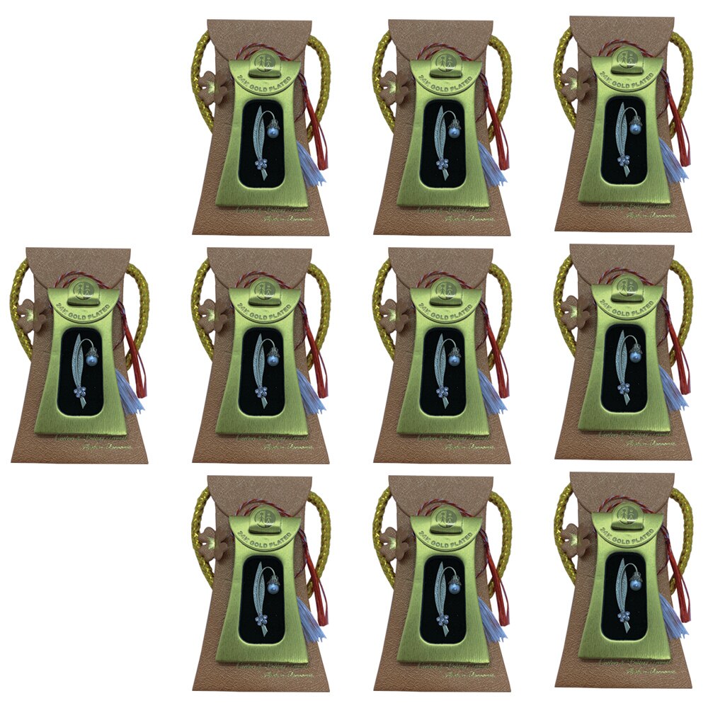 Set 10 Martisoare brosa Ghiocel, Cristale si suflat cu aur 24k si snur - Rahel