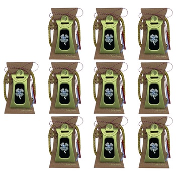 Set 10 Martisoare brosa Trifoi, Cristale si suflat cu aur 24k si snur - Rahel Set 10 Martisoare brosa Trifoi, Cristale si suflat cu aur 24k si snur - Rahel