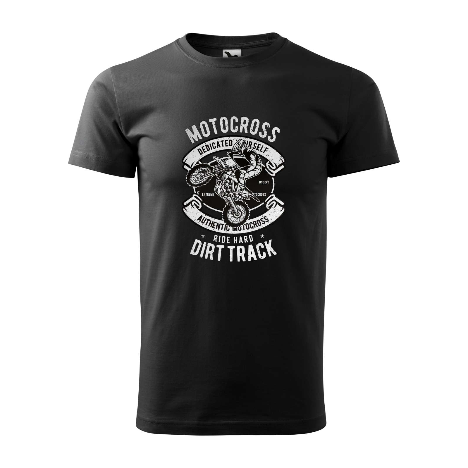 Tricou negru barbati, idee de cadou, pentru motociclisti enduro, Autentic Motocross Ride Hard Dirt Track, marime L