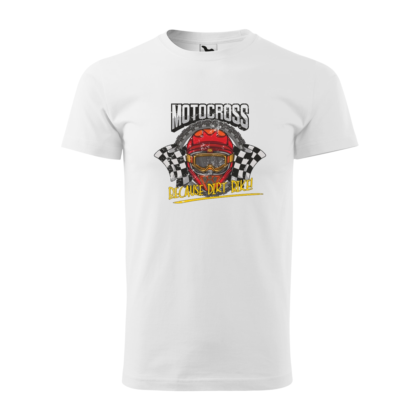 Tricou alb barbati, idee de cadou, pentru motociclisti enduro, Because Dirt Bike, marime XS
