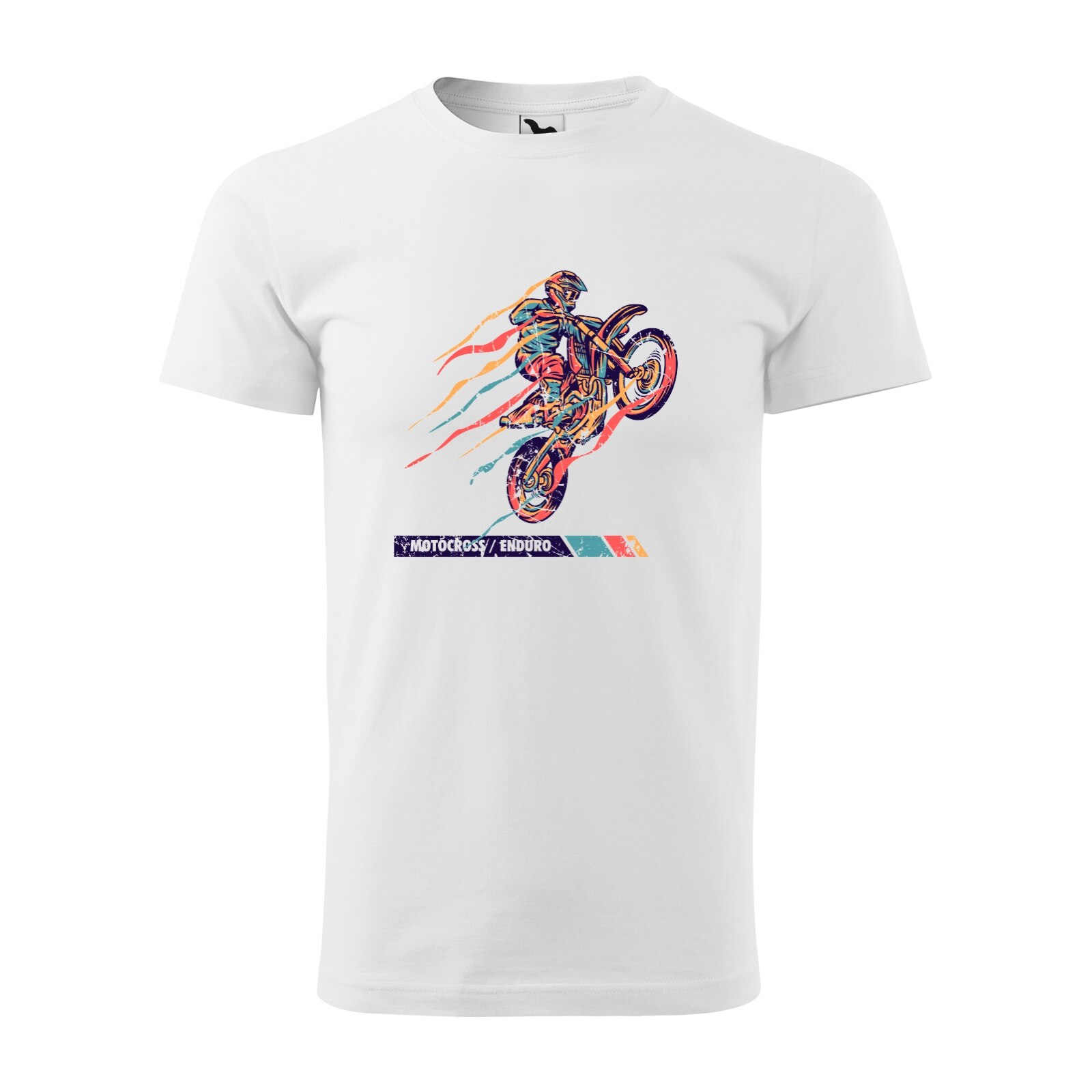 Tricou alb barbati, idee de cadou, pentru motociclisti enduro, Enduro Stripes, marime L