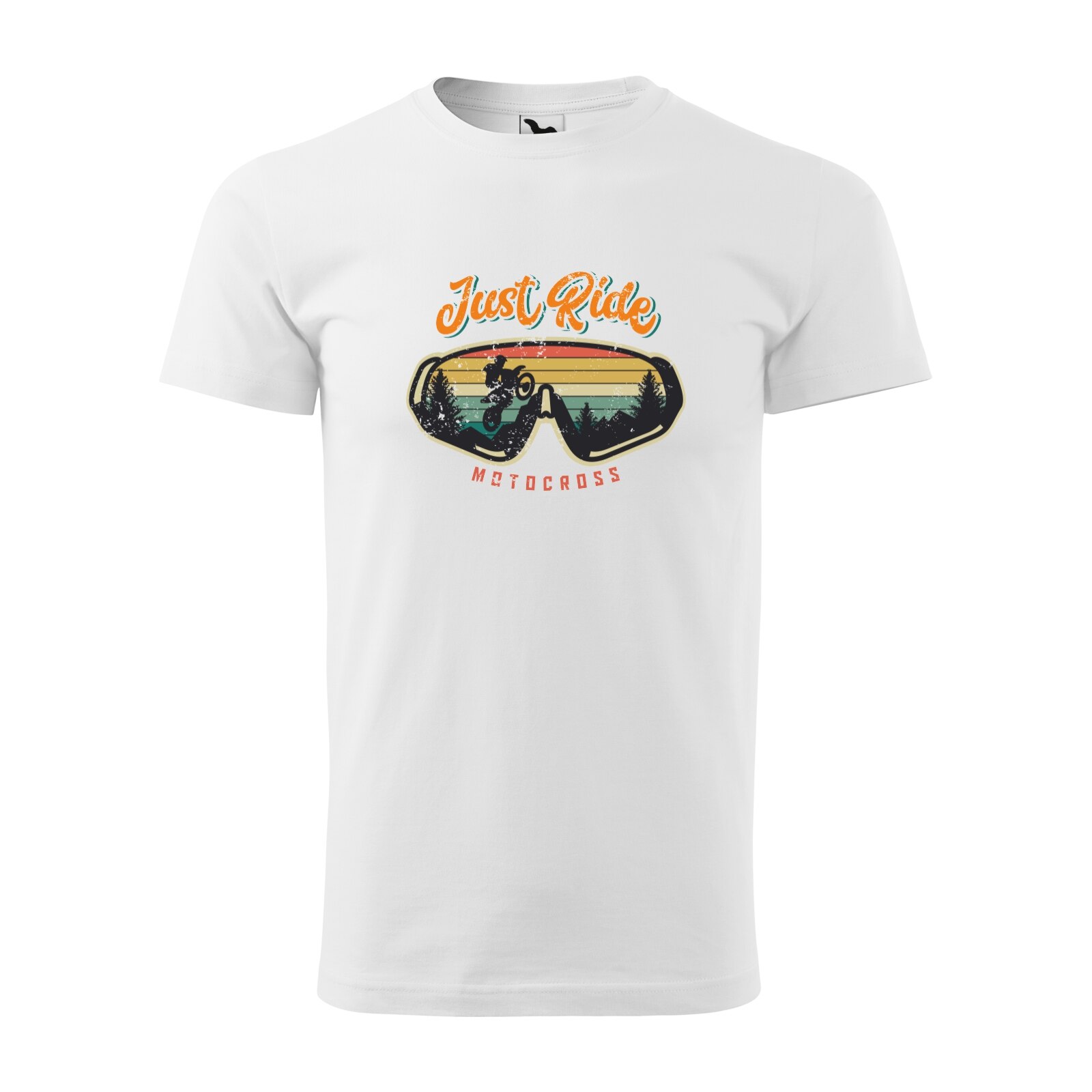 Tricou alb barbati, idee de cadou, pentru motociclisti enduro, Just Ride Motocross, marime 2XL