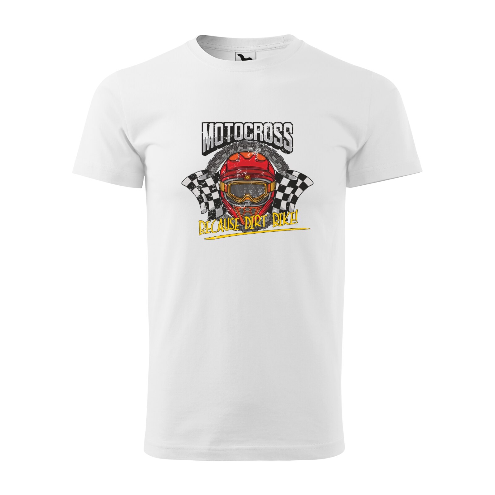 Tricou alb barbati, idee de cadou, pentru motociclisti enduro, Because Dirt Bike, marime L